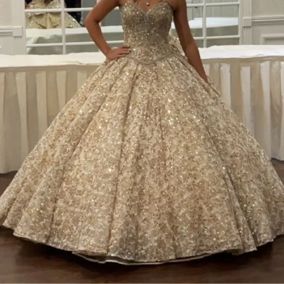 Elegant Gold Embellished Prom Dress, Sweet 16 is available for purchase on  au PAY Market - Imported Goods Online Store Co.Ltd. | au PAY Market -  Online Shopping Site